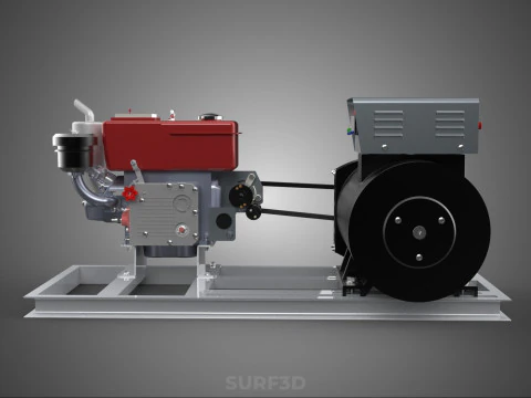 INDUSTRIAL ELECTRIC AC POWER GENERATOR DIESEL SET GENSET MOTOR 3D Model