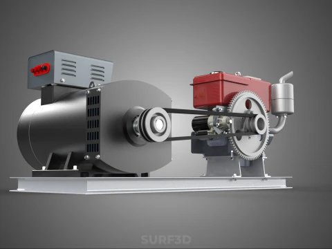 INDUSTRIAL ELECTRIC AC POWER GENERATOR DIESEL SET GENSET MOTOR 3D Model