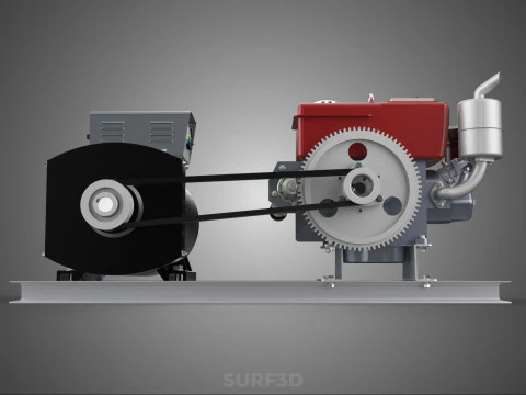 INDUSTRIAL ELECTRIC AC POWER GENERATOR DIESEL SET GENSET MOTOR 3D Model