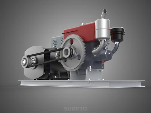 INDUSTRIAL ELECTRIC AC POWER GENERATOR DIESEL SET GENSET MOTOR 3D Model