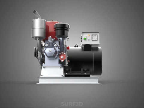 INDUSTRIAL ELECTRIC AC POWER GENERATOR DIESEL SET GENSET MOTOR 3D Model
