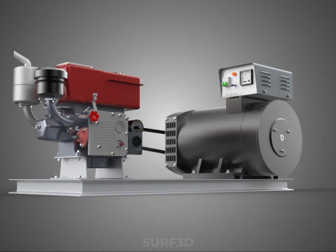 INDUSTRIAL ELECTRIC AC POWER GENERATOR DIESEL SET GENSET MOTOR 3D Model