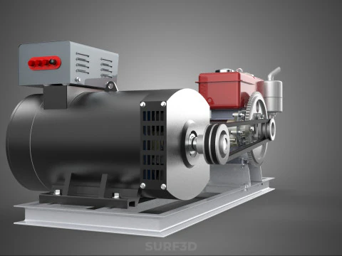 INDUSTRIAL ELECTRIC AC POWER GENERATOR DIESEL SET GENSET MOTOR 3D Model