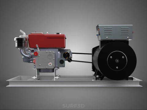 INDUSTRIAL ELECTRIC AC POWER GENERATOR DIESEL SET GENSET MOTOR 3D Model