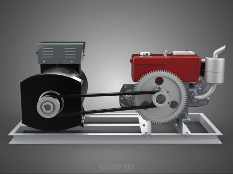 INDUSTRIAL ELECTRIC AC POWER GENERATOR DIESEL SET GENSET MOTOR 3D Model