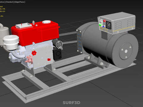 INDUSTRIAL ELECTRIC AC POWER GENERATOR DIESEL SET GENSET MOTOR 3D Model