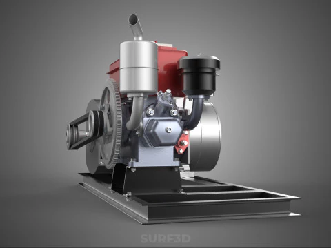 COMPACT DIESEL ENGINE TURBINE DYNAMO GENERATOR SET MACHINERY KVA 3D Model