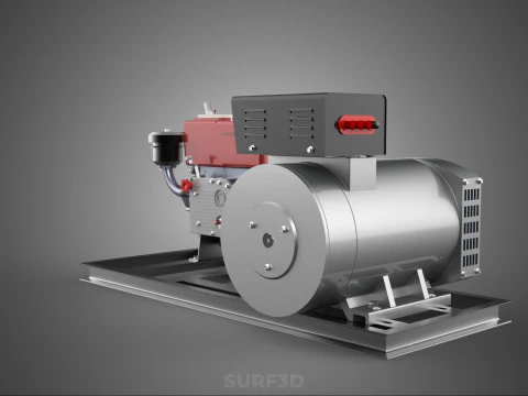 COMPACT DIESEL ENGINE TURBINE DYNAMO GENERATOR SET MACHINERY KVA 3D Model