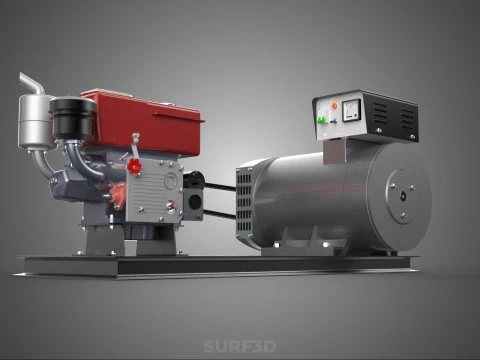 COMPACT DIESEL ENGINE TURBINE DYNAMO GENERATOR SET MACHINERY KVA 3D Model