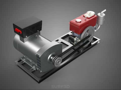 COMPACT DIESEL ENGINE TURBINE DYNAMO GENERATOR SET MACHINERY KVA 3D Model