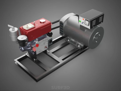COMPACT DIESEL ENGINE TURBINE DYNAMO GENERATOR SET MACHINERY KVA 3D Model