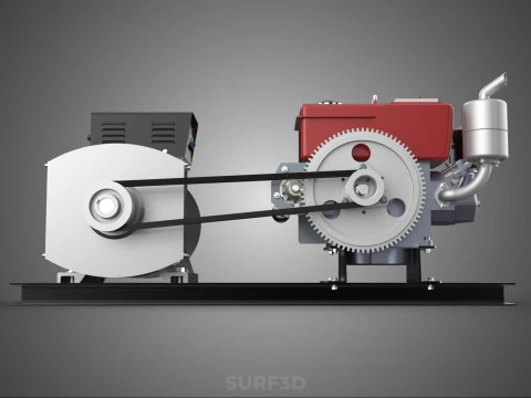 COMPACT DIESEL ENGINE TURBINE DYNAMO GENERATOR SET MACHINERY KVA 3D Model