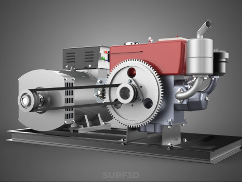 COMPACT DIESEL ENGINE TURBINE DYNAMO GENERATOR SET MACHINERY KVA 3D Model