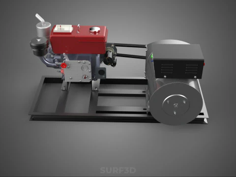 COMPACT DIESEL ENGINE TURBINE DYNAMO GENERATOR SET MACHINERY KVA 3D Model
