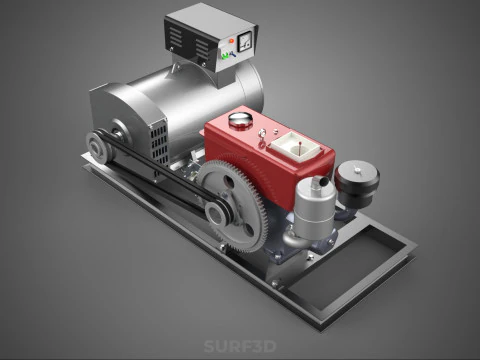 COMPACT DIESEL ENGINE TURBINE DYNAMO GENERATOR SET MACHINERY KVA 3D Model