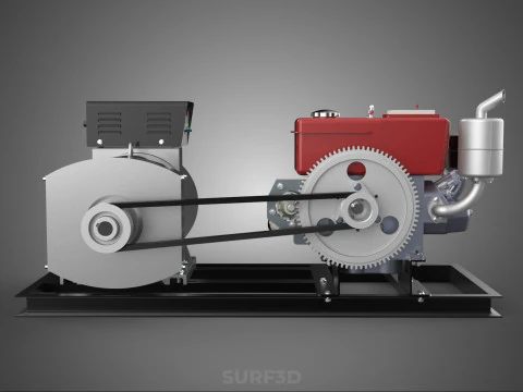 COMPACT DIESEL ENGINE TURBINE DYNAMO GENERATOR SET MACHINERY KVA 3D Model