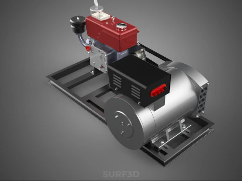 COMPACT DIESEL ENGINE TURBINE DYNAMO GENERATOR SET MACHINERY KVA 3D Model