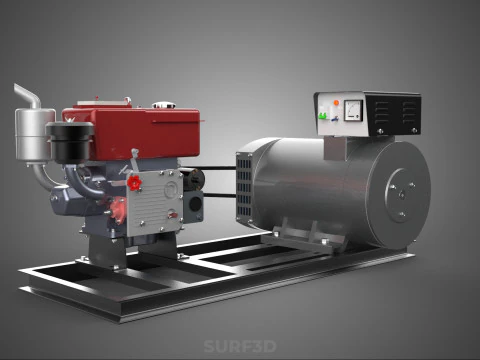COMPACT DIESEL ENGINE TURBINE DYNAMO GENERATOR SET MACHINERY KVA 3D Model
