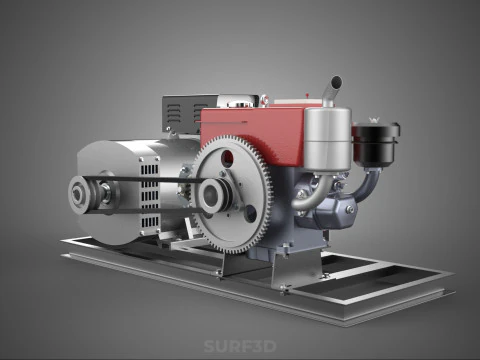 COMPACT DIESEL ENGINE TURBINE DYNAMO GENERATOR SET MACHINERY KVA 3D Model