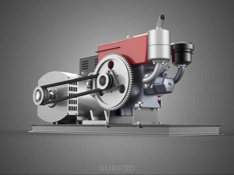 COMPACT DIESEL ENGINE TURBINE DYNAMO GENERATOR SET MACHINERY KVA 3D Model