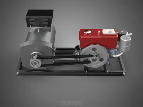 COMPACT DIESEL ENGINE TURBINE DYNAMO GENERATOR SET MACHINERY KVA 3D Model