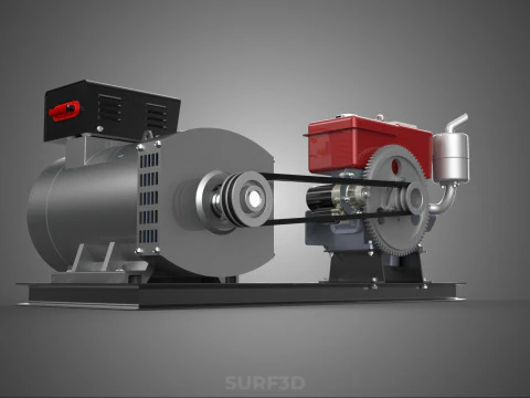 COMPACT DIESEL ENGINE TURBINE DYNAMO GENERATOR SET MACHINERY KVA 3D Model