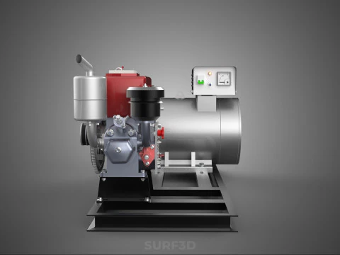 COMPACT DIESEL ENGINE TURBINE DYNAMO GENERATOR SET MACHINERY KVA 3D Model