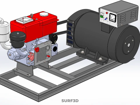 COMPACT DIESEL ENGINE TURBINE DYNAMO GENERATOR SET MACHINERY KVA 3D Model