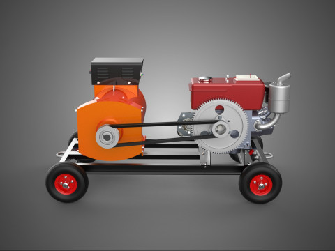 TAŞINABİLİR TEKERLEKLİ DİZEL MOTORLU JENERATÖR SETİ JENERATÖR MOTORU 3D Model