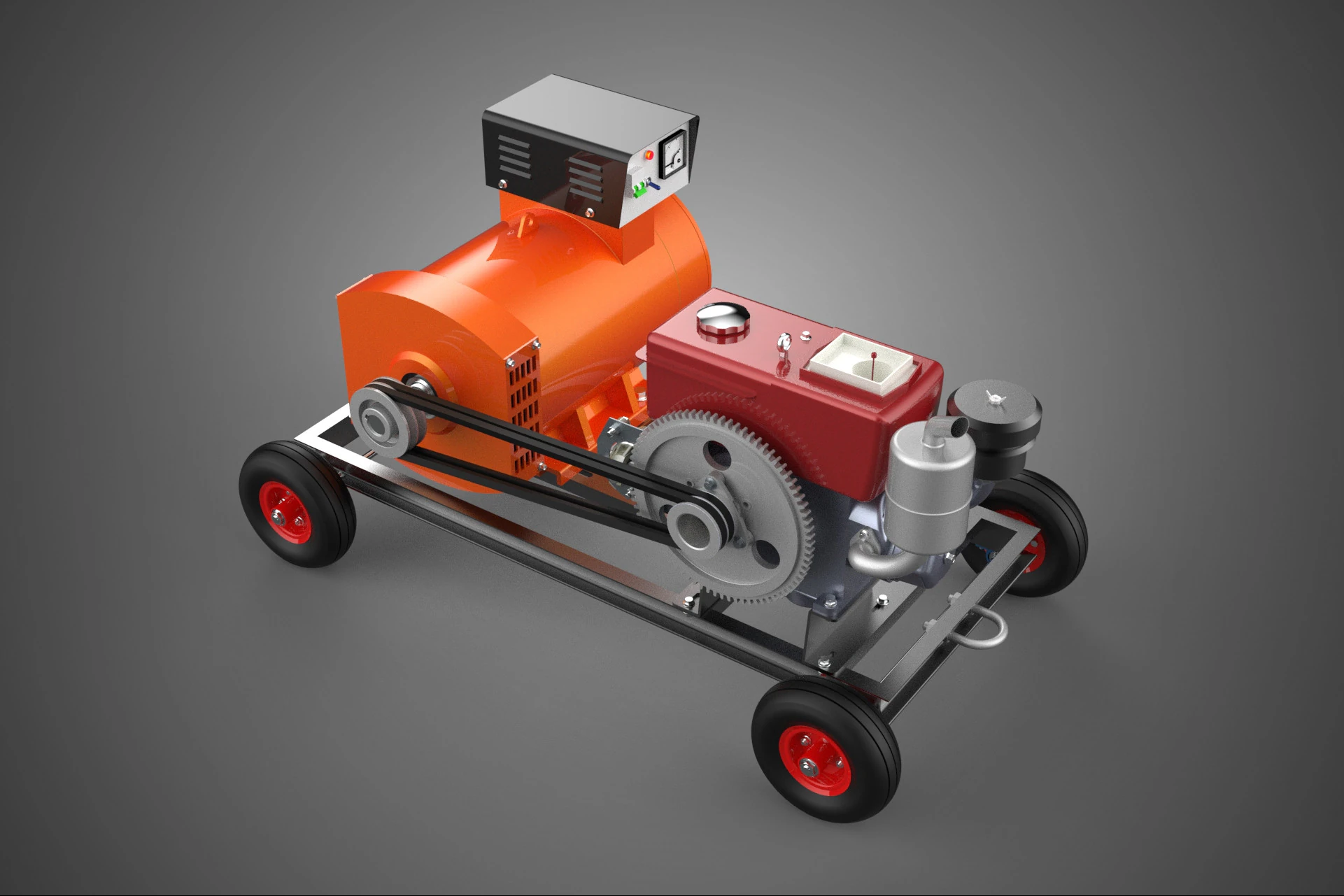 MOBILE EMERGENCY BACKUP DIESEL WHEELS ELECTRICAL GENERATOR SET 3D Model .c4d .max .obj .3ds .fbx .stl .blend 