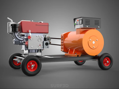 MOBILE EMERGENCY BACKUP DIESEL WHEELS ELECTRICAL GENERATOR SET 3D Model