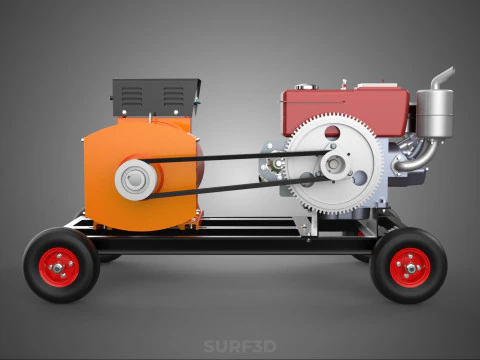 MOBILE EMERGENCY BACKUP DIESEL WHEELS ELECTRICAL GENERATOR SET 3D Model