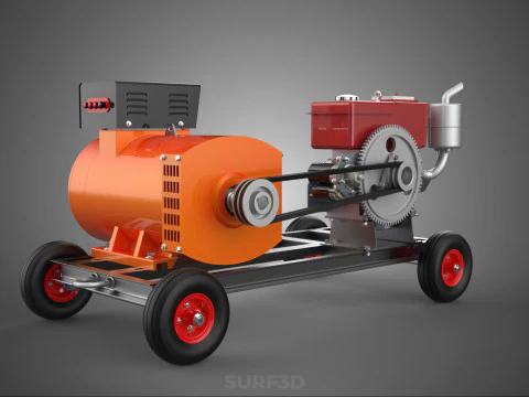 MOBILE EMERGENCY BACKUP DIESEL WHEELS ELECTRICAL GENERATOR SET 3D Model