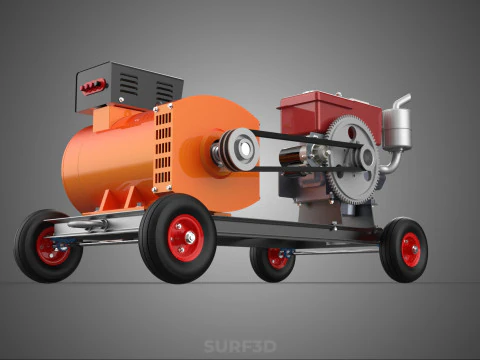 MOBILE EMERGENCY BACKUP DIESEL WHEELS ELECTRICAL GENERATOR SET 3D Model
