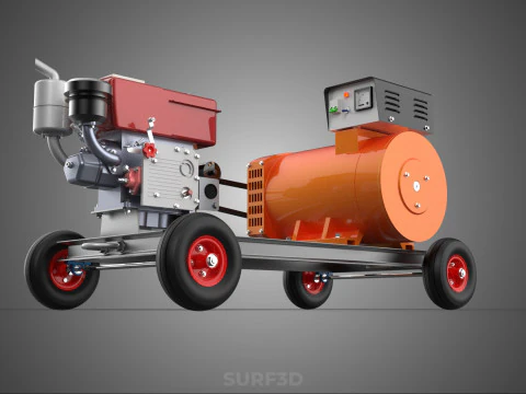MOBILE EMERGENCY BACKUP DIESEL WHEELS ELECTRICAL GENERATOR SET 3D Model