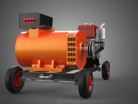 MOBILE EMERGENCY BACKUP DIESEL WHEELS ELECTRICAL GENERATOR SET 3D Model