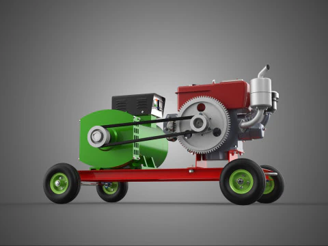 COMPACT SINGLE CYLINDER DIESEL ENGINE POWER GENERATOR SET GENSET 3D Model