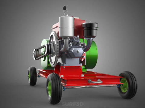 COMPACT SINGLE CYLINDER DIESEL ENGINE POWER GENERATOR SET GENSET 3D Model