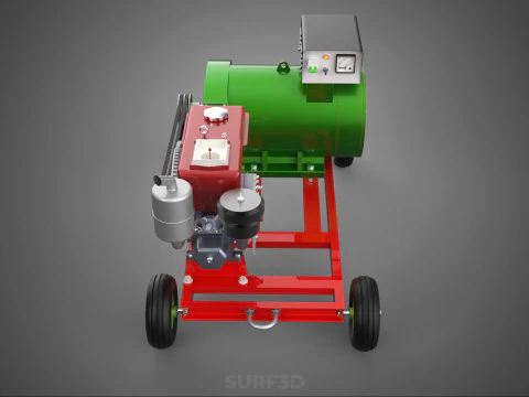 COMPACT SINGLE CYLINDER DIESEL ENGINE POWER GENERATOR SET GENSET 3D Model