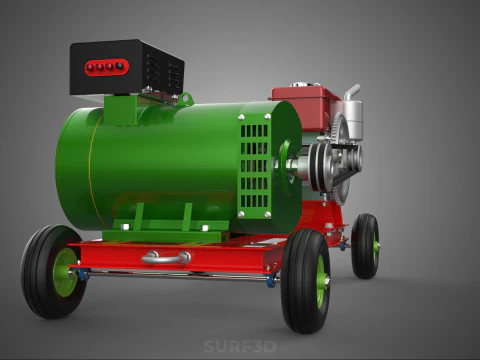 COMPACT SINGLE CYLINDER DIESEL ENGINE POWER GENERATOR SET GENSET 3D Model