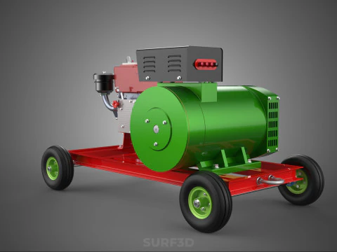 COMPACT SINGLE CYLINDER DIESEL ENGINE POWER GENERATOR SET GENSET 3D Model