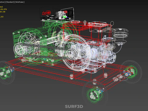 COMPACT SINGLE CYLINDER DIESEL ENGINE POWER GENERATOR SET GENSET 3D Model