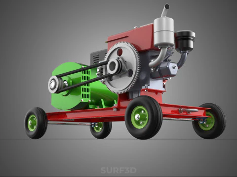 COMPACT SINGLE CYLINDER DIESEL ENGINE POWER GENERATOR SET GENSET 3D Model