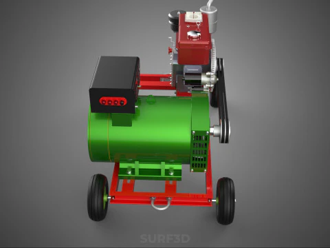 COMPACT SINGLE CYLINDER DIESEL ENGINE POWER GENERATOR SET GENSET 3D Model