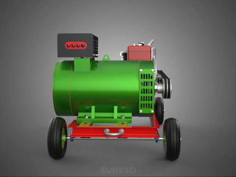 COMPACT SINGLE CYLINDER DIESEL ENGINE POWER GENERATOR SET GENSET 3D Model