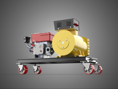 WHEELED ENGINE DIESEL POWER GENERATOR SET GENSET DYNAMO MOTOR AC 3D Model