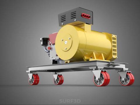 WHEELED ENGINE DIESEL POWER GENERATOR SET GENSET DYNAMO MOTOR AC 3D Model