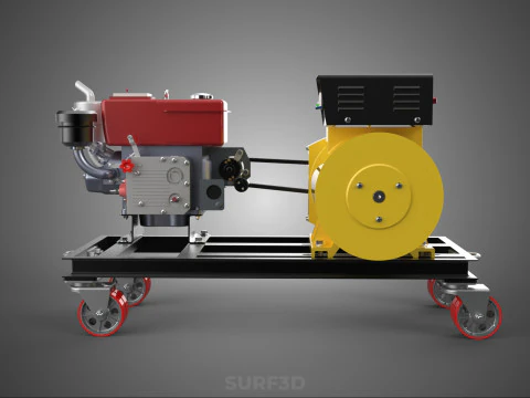 WHEELED ENGINE DIESEL POWER GENERATOR SET GENSET DYNAMO MOTOR AC 3D Model