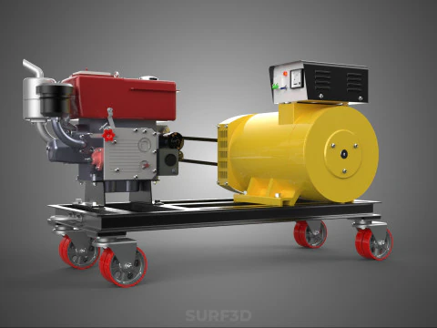 WHEELED ENGINE DIESEL POWER GENERATOR SET GENSET DYNAMO MOTOR AC 3D Model