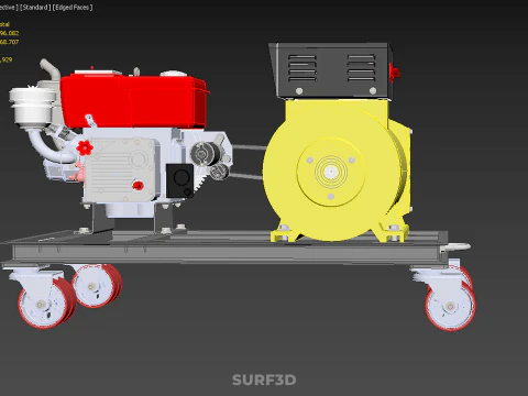 WHEELED ENGINE DIESEL POWER GENERATOR SET GENSET DYNAMO MOTOR AC 3D Model